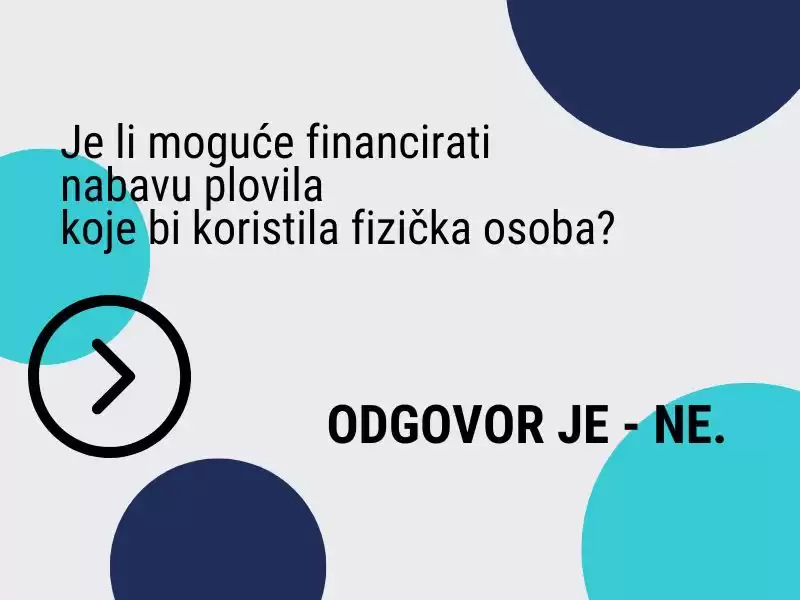 Je li moguće financirati nabavu plovila koje bi koristila fizička osoba? Odgovor je - ne. 