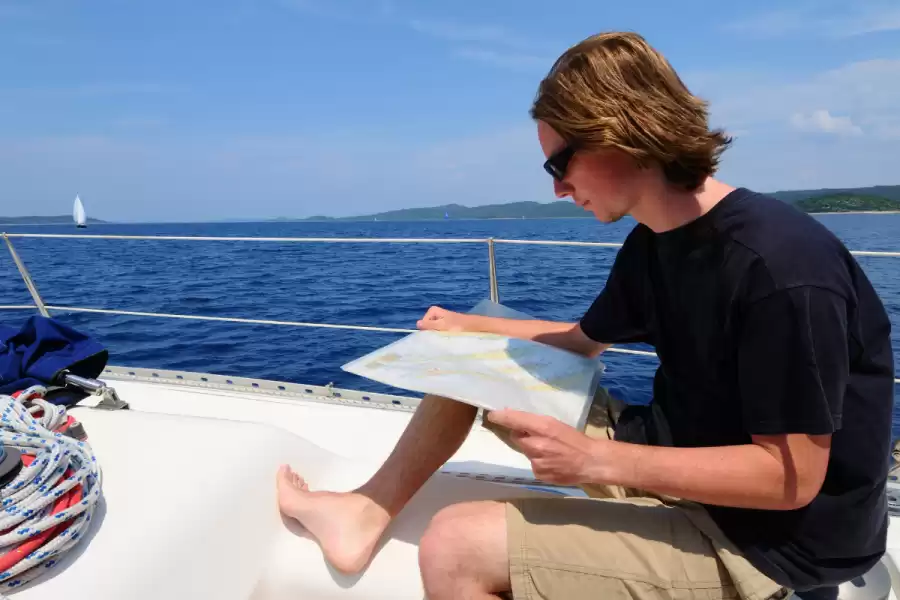 Educiranje Posada Nautička Karta Pličine Opasnost Skiper Čarter Charter Plovilo